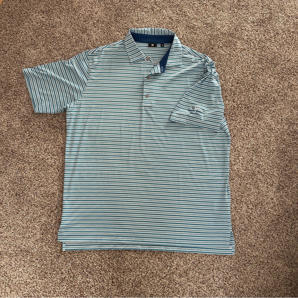 FootJoy Men's Polo Shirt - Blue and White Stripes
